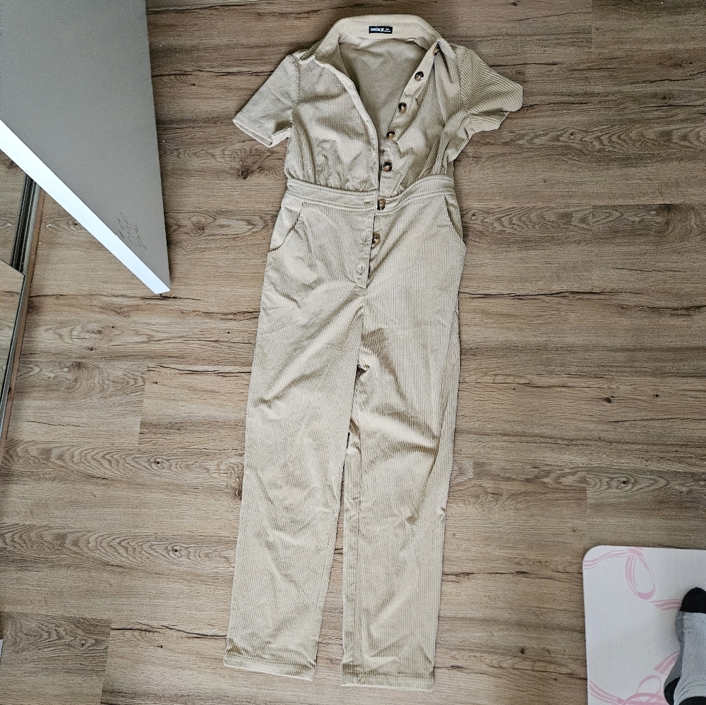 Beige Button-Down Jumpsuit. Never Worn